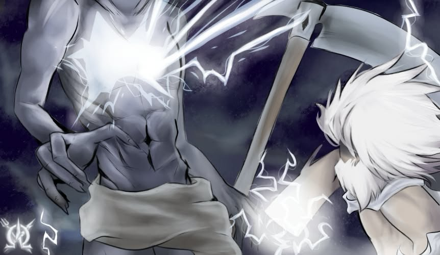 Abaddon in-game key art, a titan wreathed in lightning